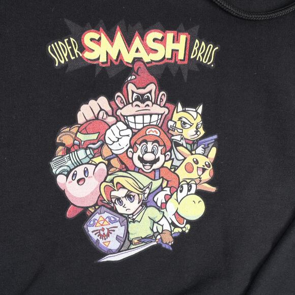Super Smash Bros. Port & Company Mens Large Sweathshirt Hoodie Black - Picture 1 of 11